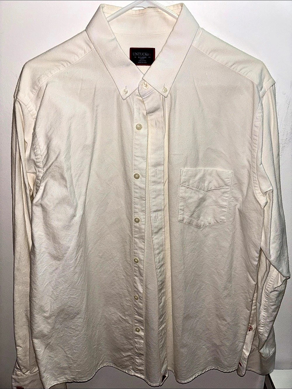 UNTUCKit Slim Fit Cotton Button Down White Size XL Like New